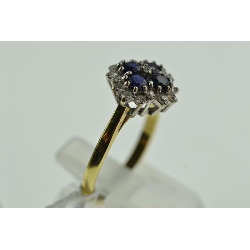 371 - 18ct gold, sapphire & diamond cluster ring, size T