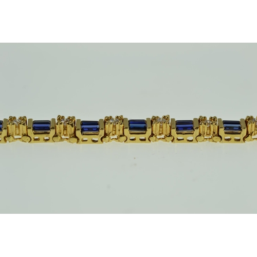 374 - 18ct gold, sapphire & diamond bracelet