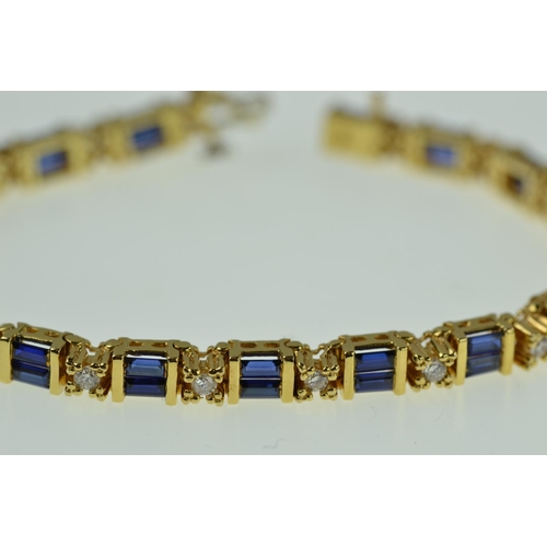 374 - 18ct gold, sapphire & diamond bracelet