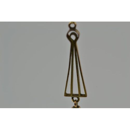 377 - Pair of 9ct gold & pearl aesthetic style screw back earrings