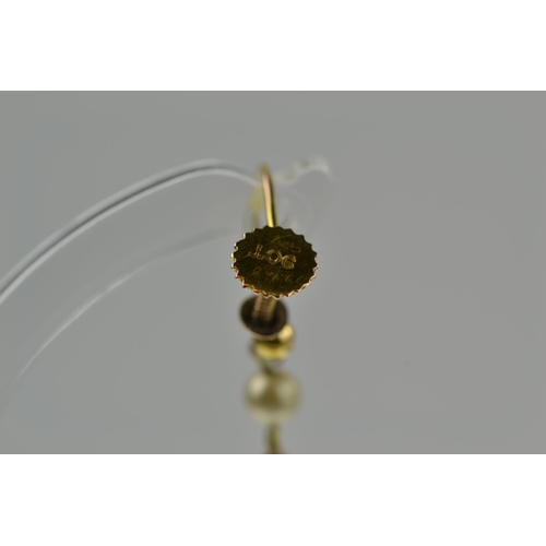 377 - Pair of 9ct gold & pearl aesthetic style screw back earrings