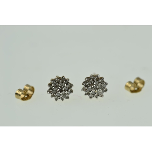 379 - Pair of 9ct gold & diamond cluster stud earrings