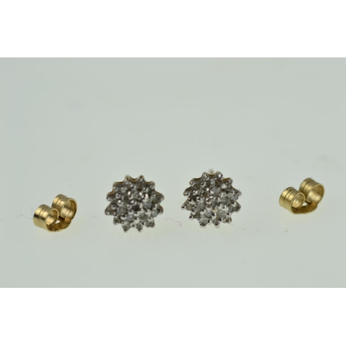 379 - Pair of 9ct gold & diamond cluster stud earrings