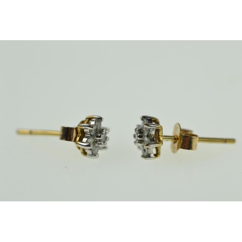 381 - 9ct gold & diamond ear studs