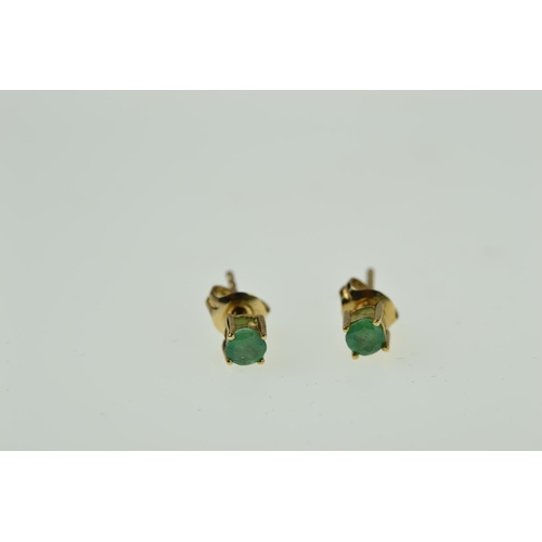 382 - Pair of 9ct gold & emerald ear studs