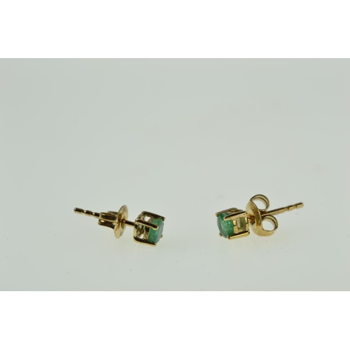 382 - Pair of 9ct gold & emerald ear studs