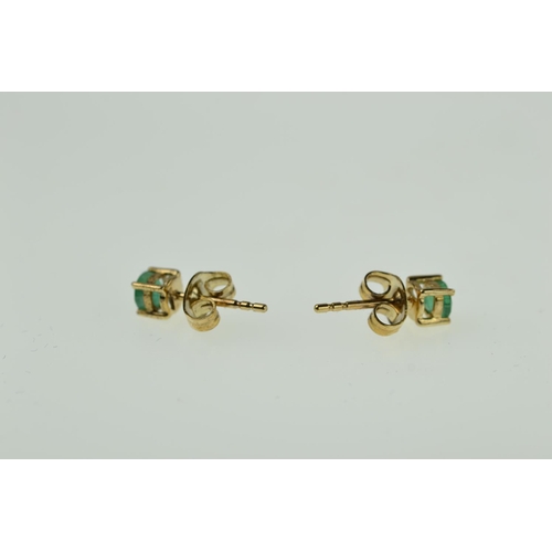 382 - Pair of 9ct gold & emerald ear studs