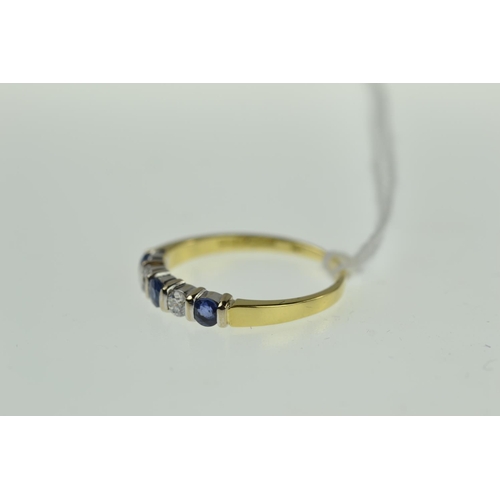 393 - 18ct gold, sapphire & diamond ring, size P