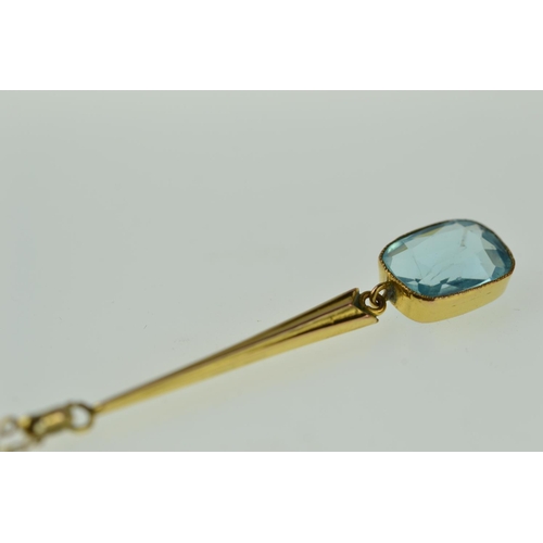 394 - 9ct gold & blue stone pendant & chain