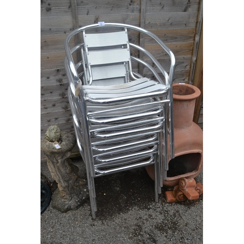 33 - Set of 6 lightweight aluminium garden stacking chairs