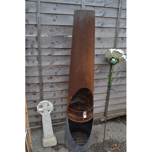 37 - Cylindrical steel garden chimenea. Height 151 CM.