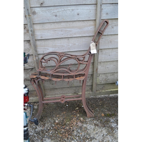 48 - Pair of small metal bench ends. Height 72 CM.