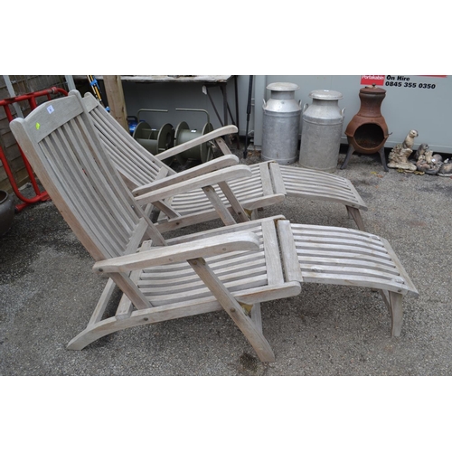 59 - Pair of teak steamers (both appear good condition)