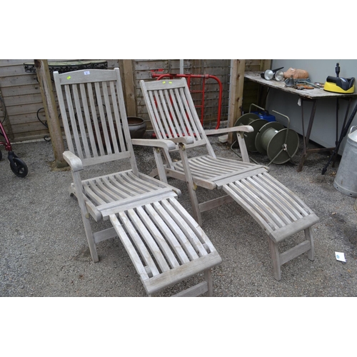 59 - Pair of teak steamers (both appear good condition)