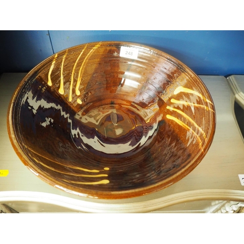 282 - Glazed studio pottery bowl by Clive Bowen Diameter 33 CM.
