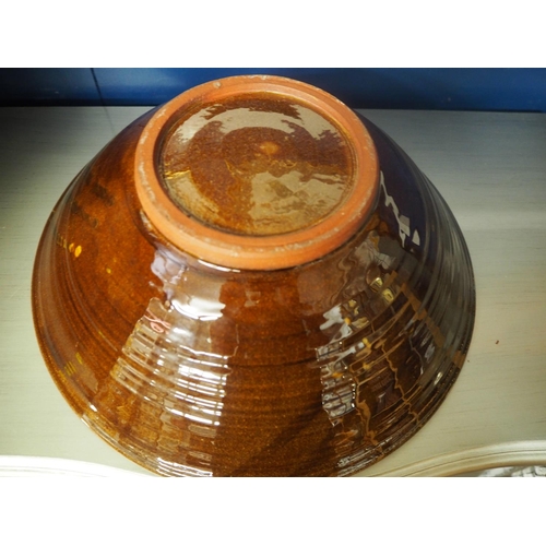 282 - Glazed studio pottery bowl by Clive Bowen Diameter 33 CM.