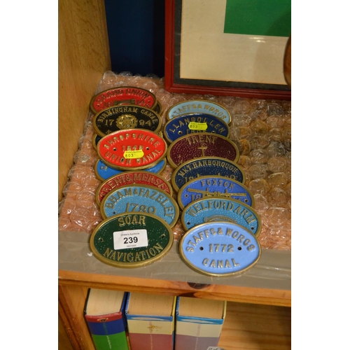 239 - 16 reproduction brass & enamel barge badges