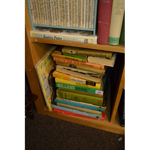 244 - Shelf of books mostly antiques, collectables reference