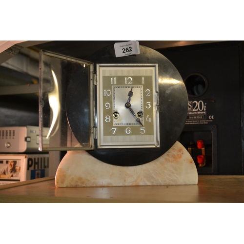 262 - Marble art deco style mantle clock. Height 23 CM.