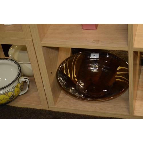 282 - Glazed studio pottery bowl by Clive Bowen Diameter 33 CM.