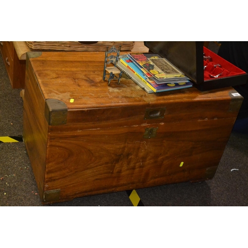 284 - Teak campaign chest on casters, 84cm wide