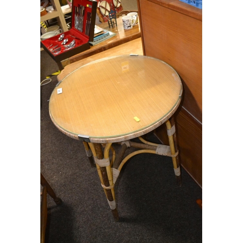 286 - Bamboo supported circular occasional table with glass top