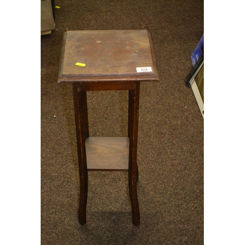 474 - 2 tier oak plant stand. top diameter 25cm square
