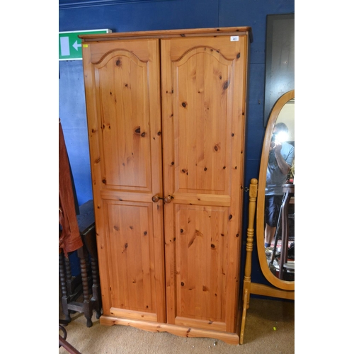 483 - Pine 2 door wardrobe. Width 90 CM. Height 179 CM.