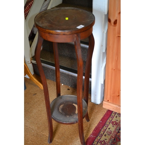 490 - Mahogany 2 tier jardiniere stand AF slight wobble. Height 97 CM.