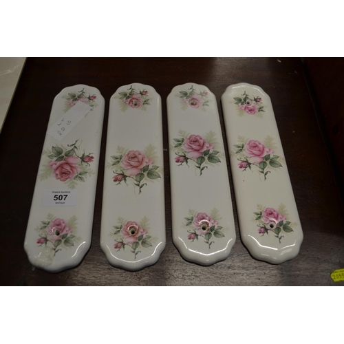 507 - 4 Porcelain rose decorated door finger plates