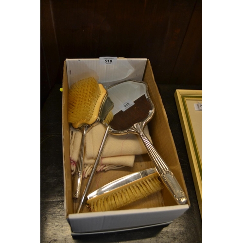 510 - Dressing table mirror, brush etc.