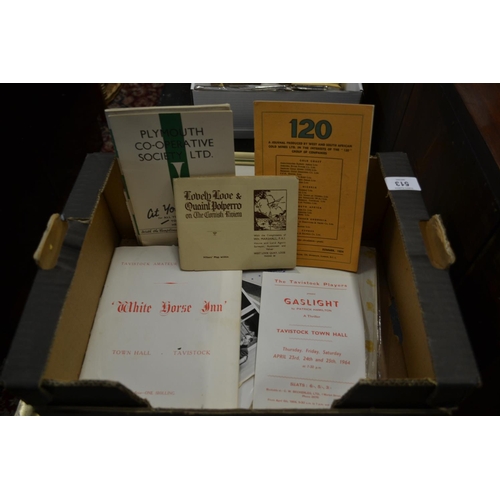 513 - Mixed box of Tavistock Ameture Dramatics photographs and invitations etc.