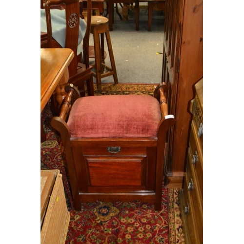 524 - Mahogany arts and crafts piano stool