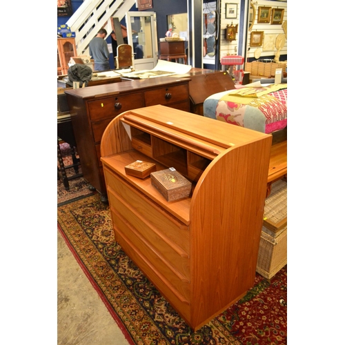 525 - 4 drawer roll top bureau. Width 90 CM. Height 1M.