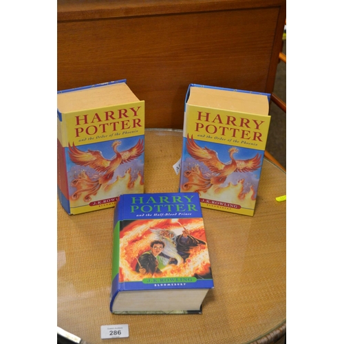 247A - x3 hardback Harry Potter books, all first Editions, 2 x Order of the Pheonix & 1x Half Blood Prince ... 