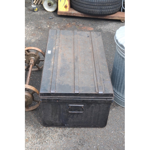 334 - Large vintage metal trunk