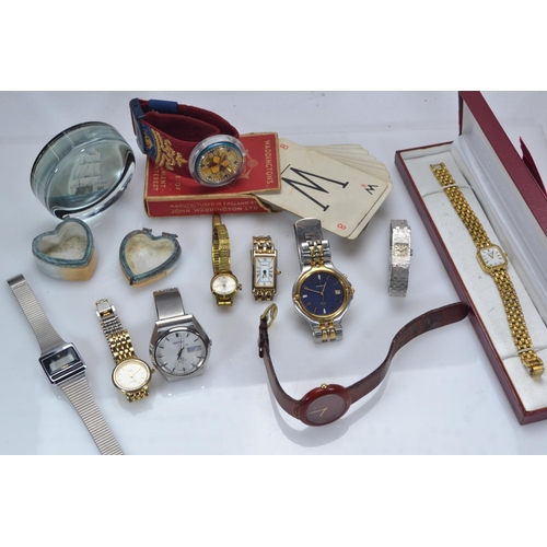 573 - Box of various wristwatches, including Tissot & other items