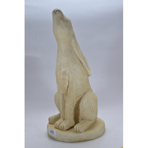 576 - Plaster model of a moon gazing hare, 37cm high