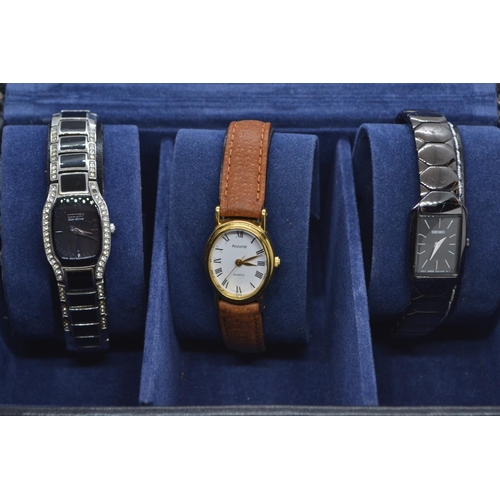 580 - Seiko, Citizen and accurist ladies watches in watch box