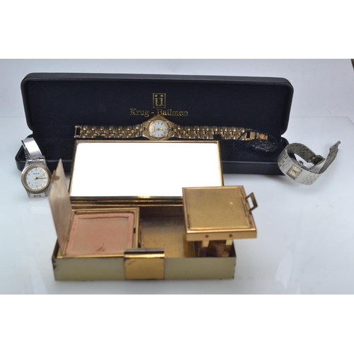 581 - Avia, Corvette and Krug Baumen ladies watch plus Make up Compact