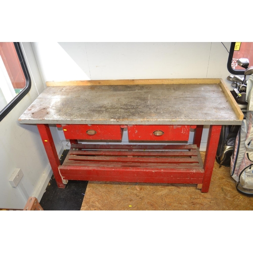 211 - A sturdy 2 drawer workbench with 2 drawers, width 184cm, depth 67cm, height 97cm