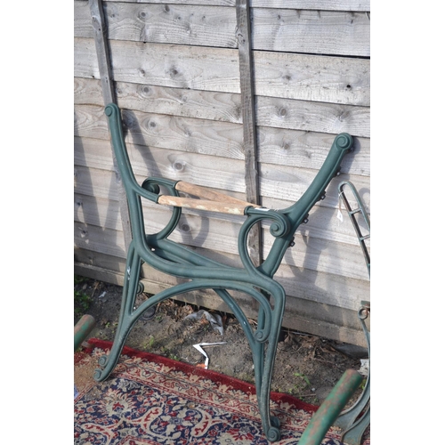 40 - Pair of green painted cast iron bench ends