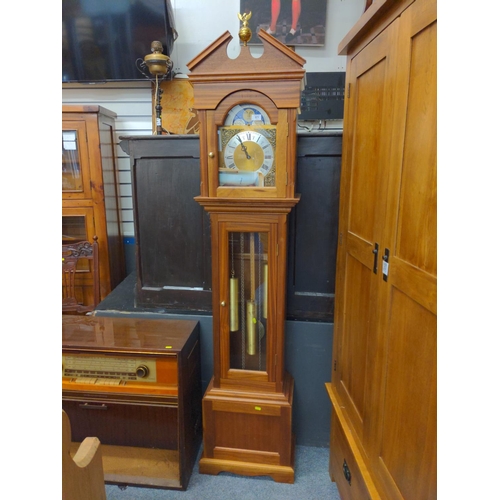 571 - 1980.s grandfather clock with sun and moon changing face H202CM W44CM D26CM