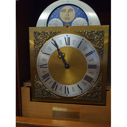 571 - 1980.s grandfather clock with sun and moon changing face H202CM W44CM D26CM