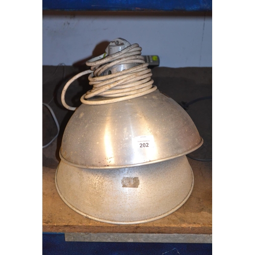 202 - Pair of industrial celling lamps