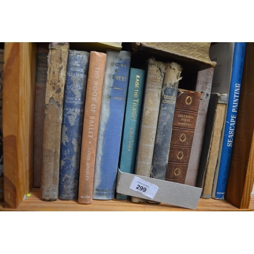 299 - Shelf of mostly antiquarian books Including Scotts poetical works.