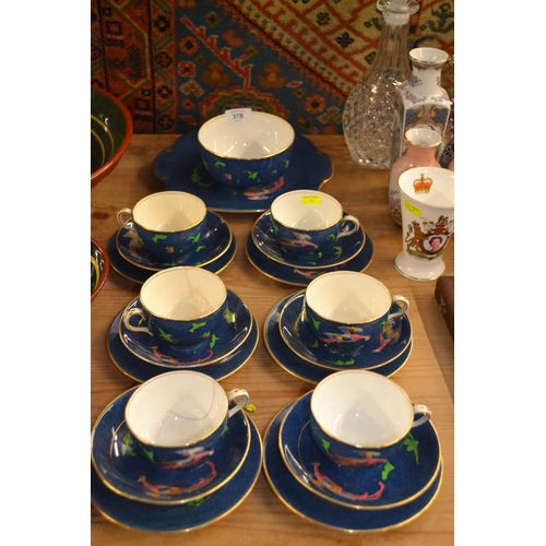 378 - Crown Staffordshire cups, saucers, plates, bowl