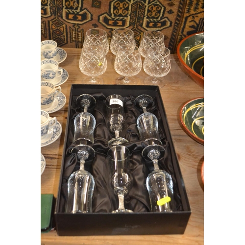 380 - Boxed set of 6 Royal Doulton crystal glasses + 6 stemmed glasses