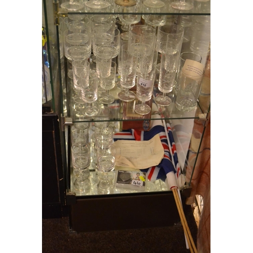 410 - Silver Jubilee memento glassware part set, coronation coin, bible & flags