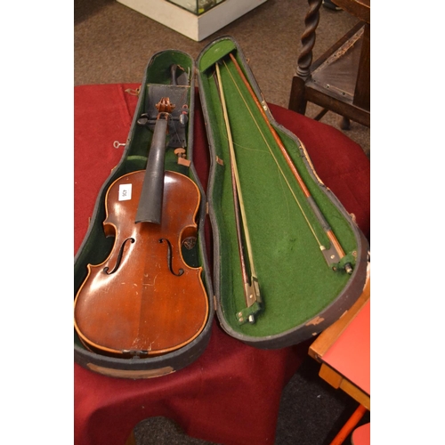 436 - Violin marked Joannes Baptist Havelar, Wein, 1928 in case with 2 bows.